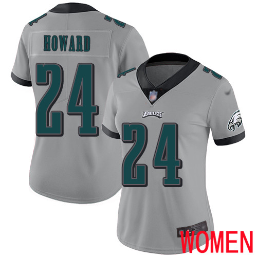 Women Philadelphia Eagles #24 Jordan Howard Limited Silver Inverted Legend NFL Jersey Football->nfl t-shirts->Sports Accessory